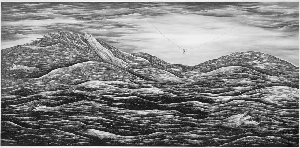 Robyn O\u2019Neil, These final hours embrace at last; this is our ending, this is our past., 2007. Graphite on paper. 83 \u00d7 166 3/4 inches
