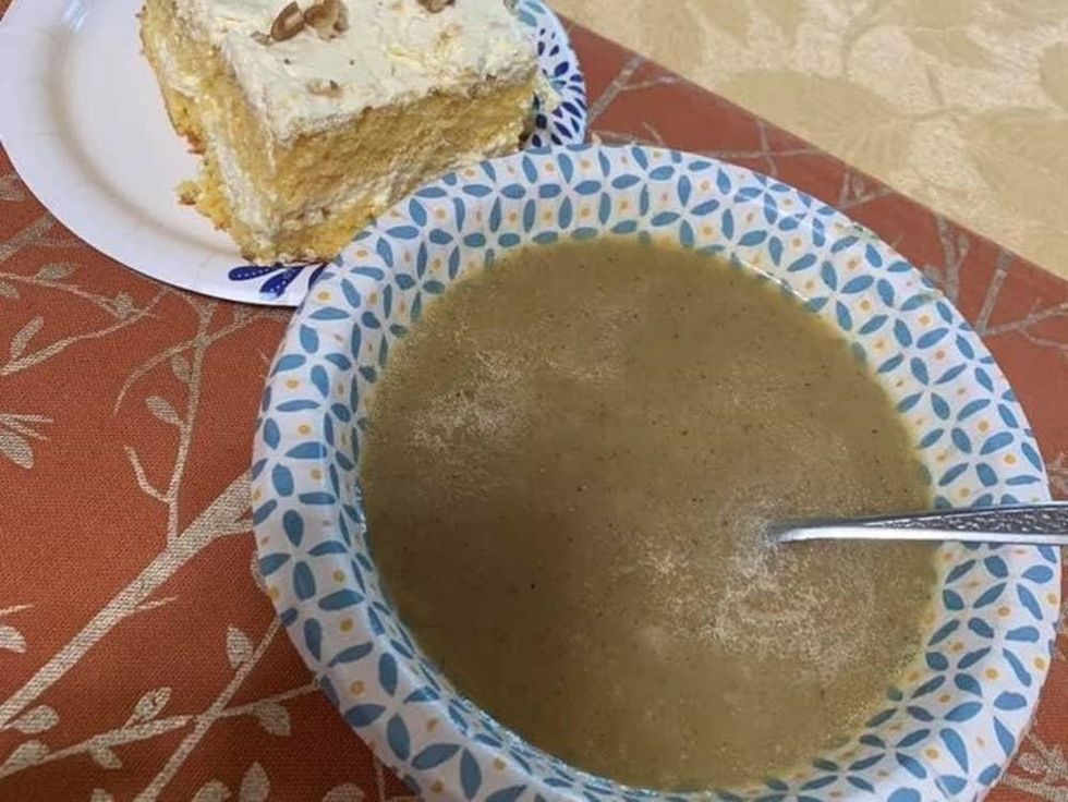 Sammy's potato soup, ambrosia cake