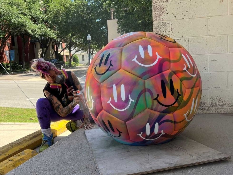 Sundance Square World Cup soccer ball art