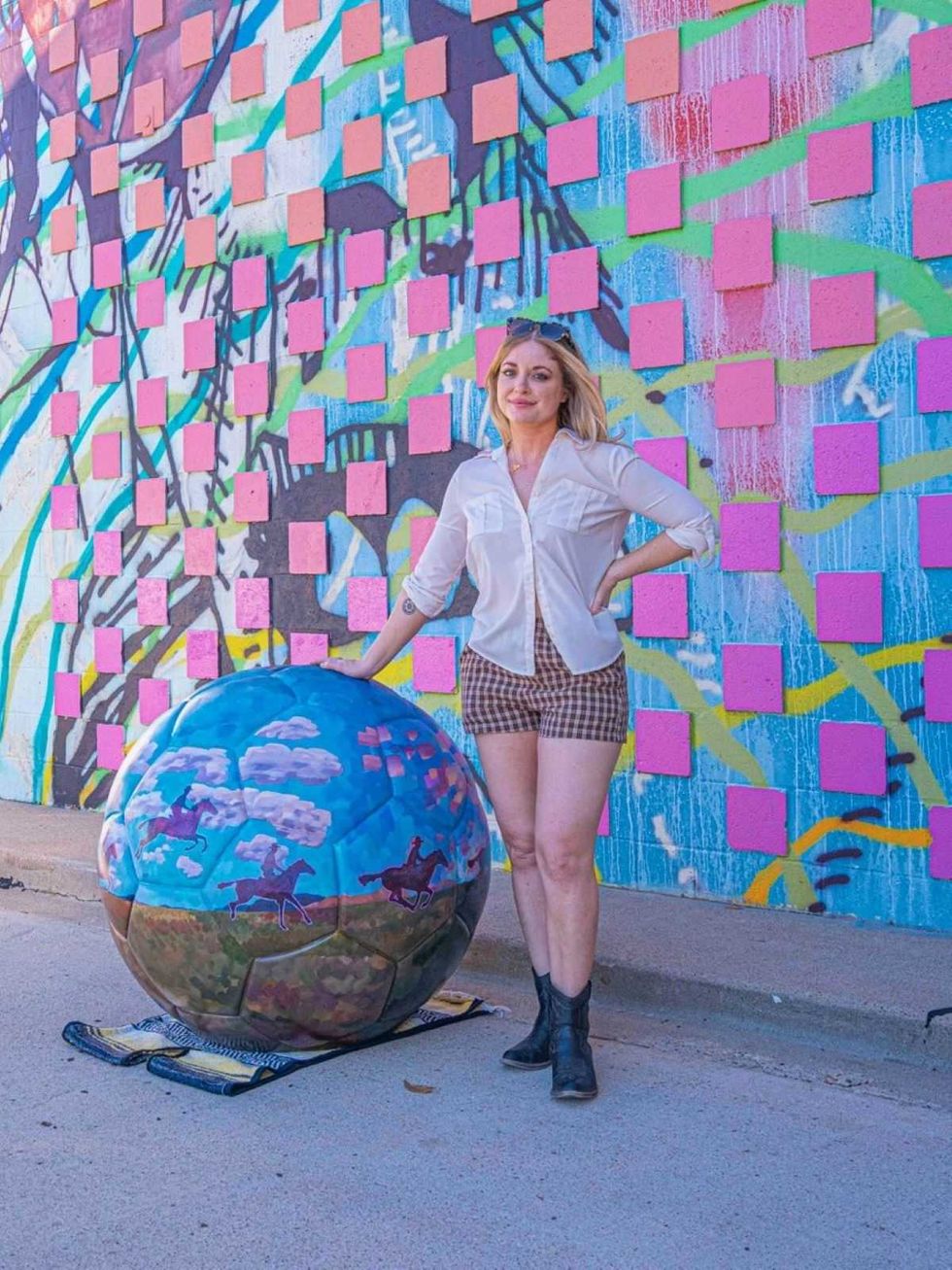 Sundance Square World Cup soccer ball art