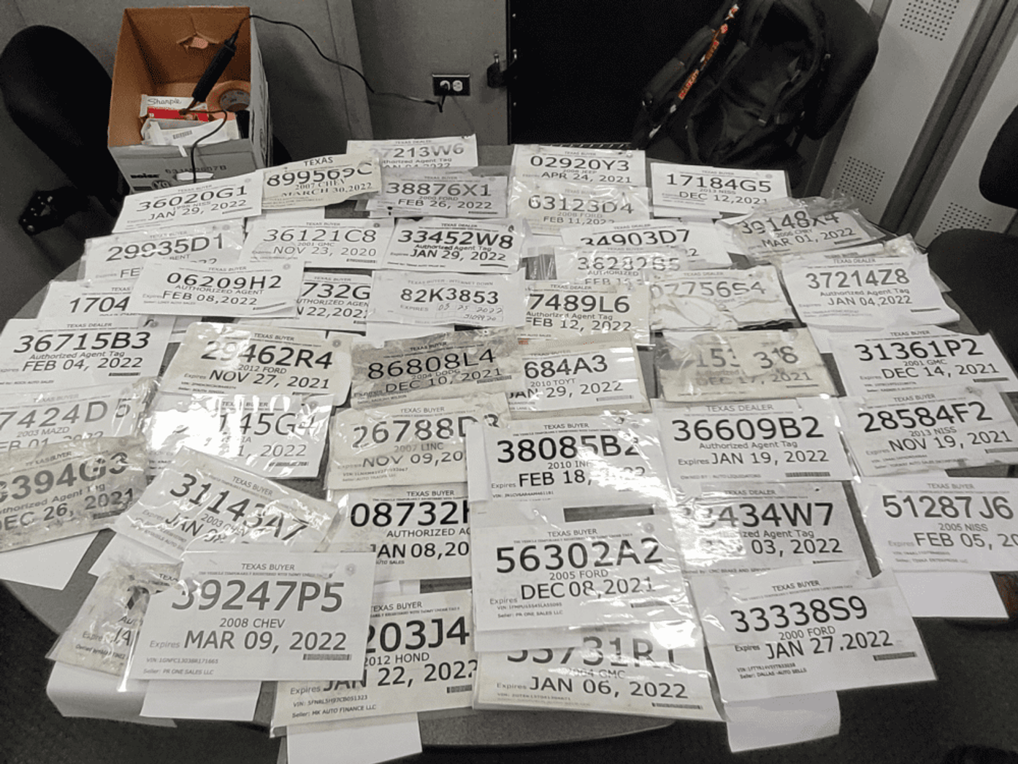 temporary paper tags license