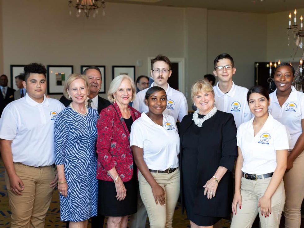 Texans Can Academy luncheon, Front Row: Cheryl Van Zandt, Alice Brumley, Amille Porter, Debby Brown, Sandra Gomez Back. Row_ Fermin Calzaza, Richard Marquez, Warrick Lynch, Carlos Chavez, Kacy Thompson