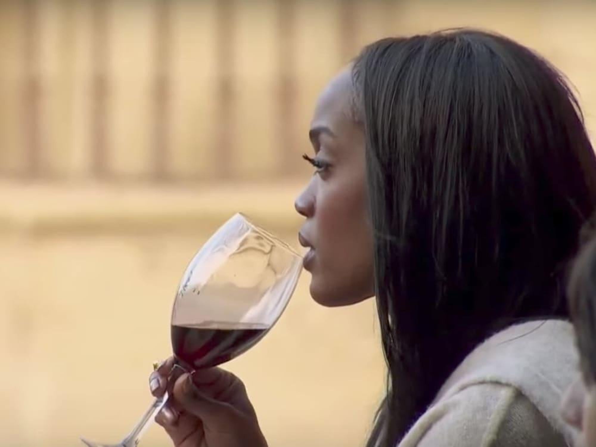 The Bachelorette Rachel Lindsay drinking wine