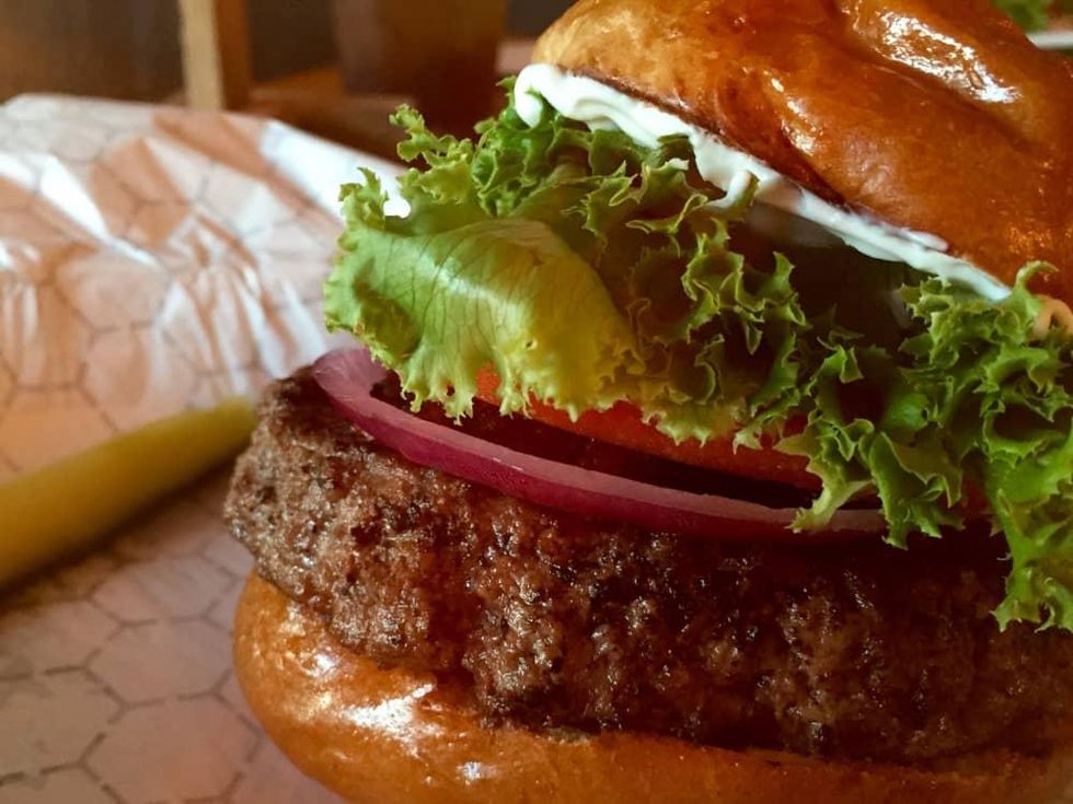 Thurber Mingus goat cheese and bacon jam burger