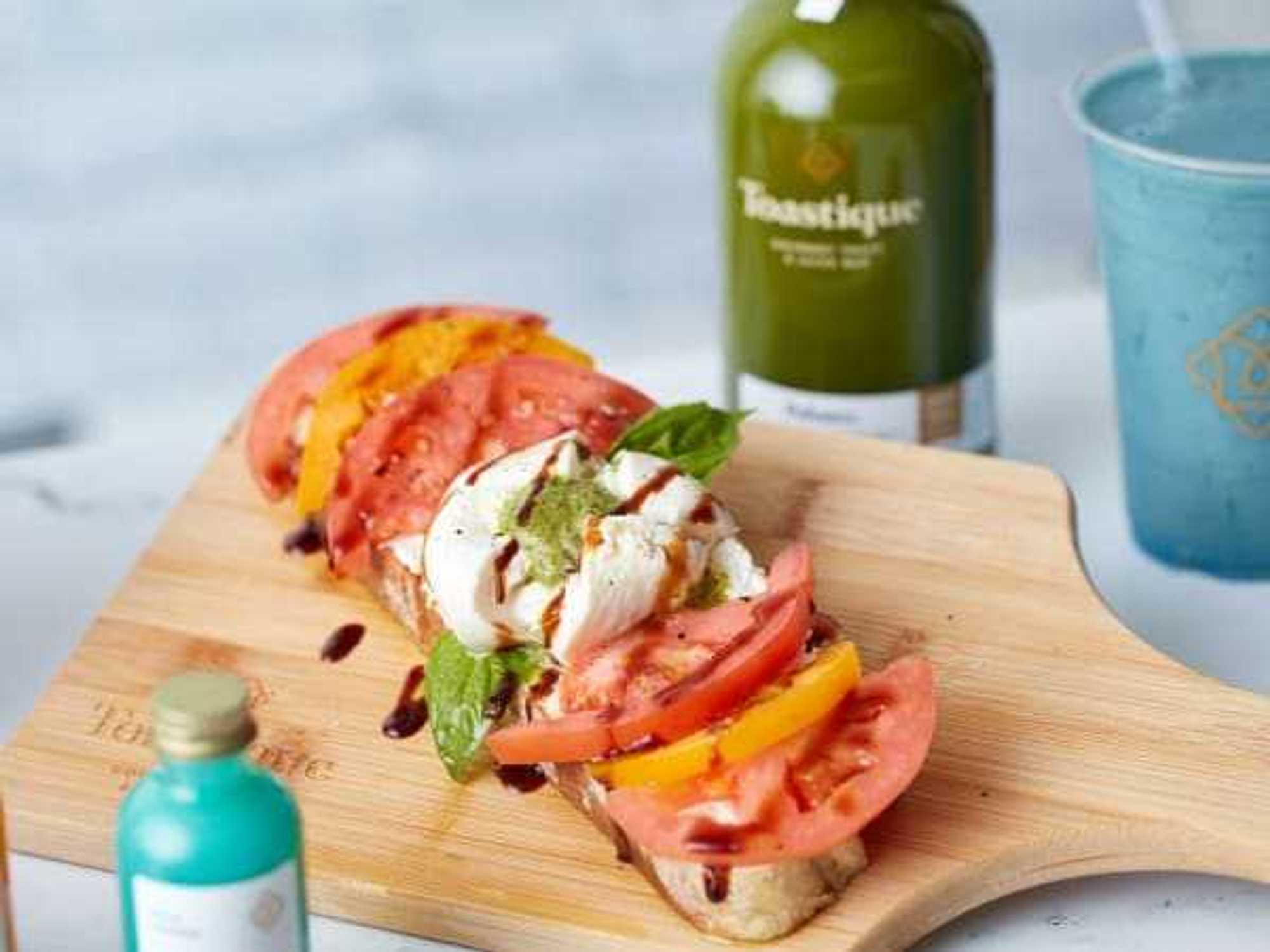 Tomato and burrata toast at Toastique