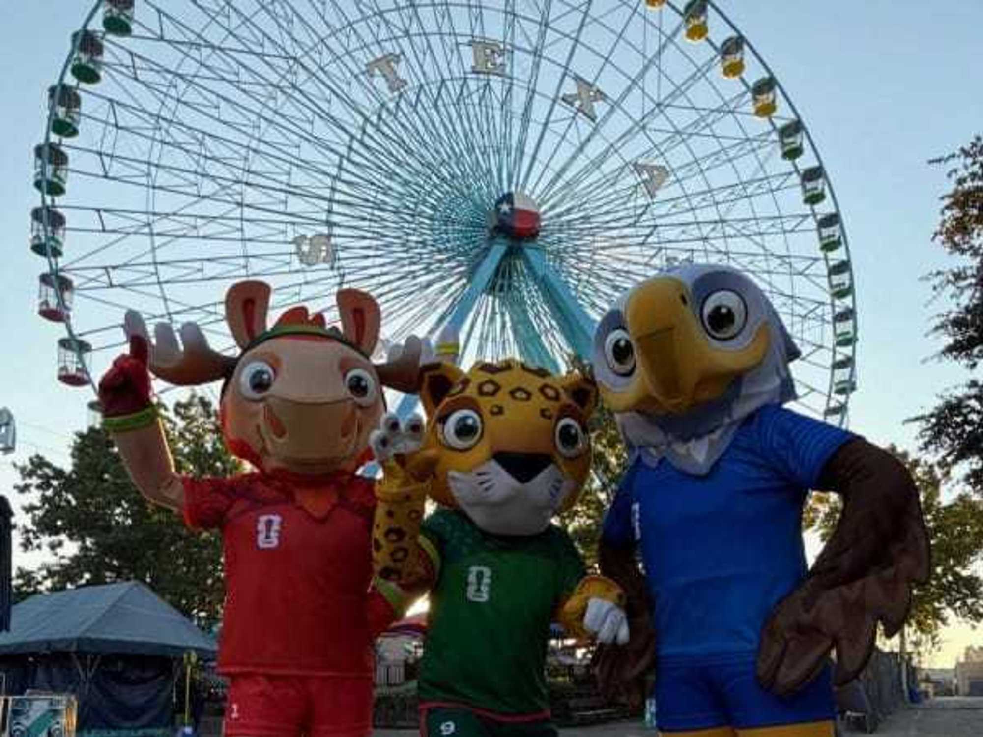 World Cup mascots at Fair Park in Dallas