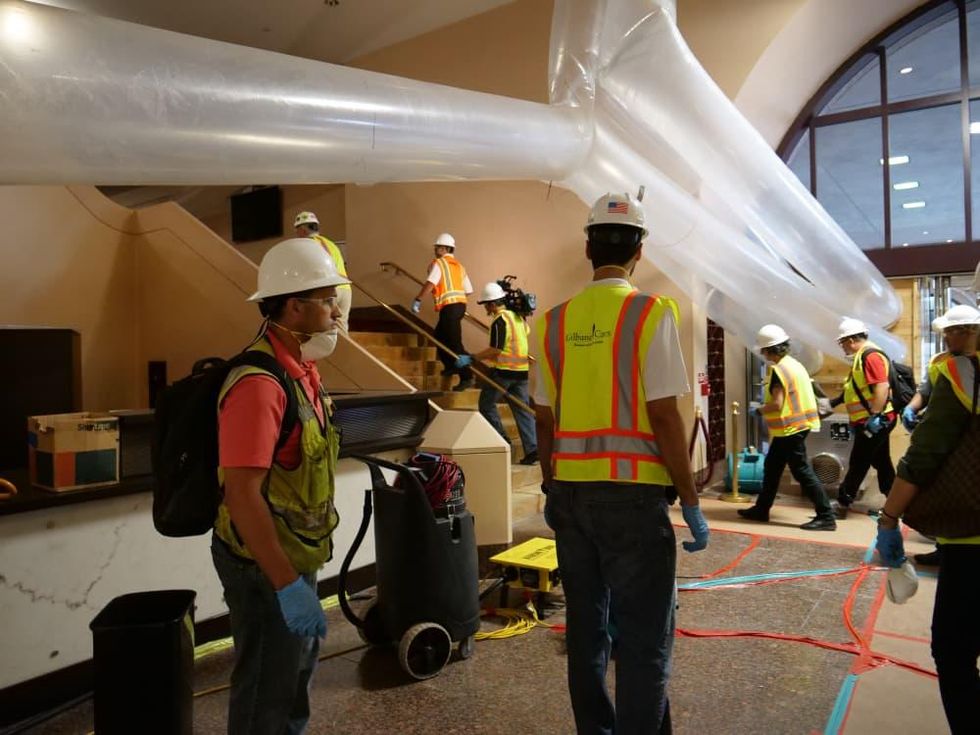 Wortham Lobby during restoration